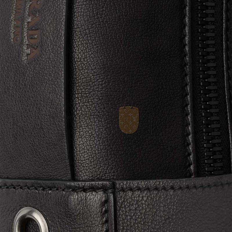 PRADA BLACK ROUTE LARGE LEATHER TOP HANDLE BAG 1BB161 (28.5*12*12cm)